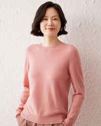 Crew Neck Long-Sleeved Cashmere Knit Sweater