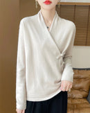 Loose And Soft V-Neck Wool Knit Cardigan