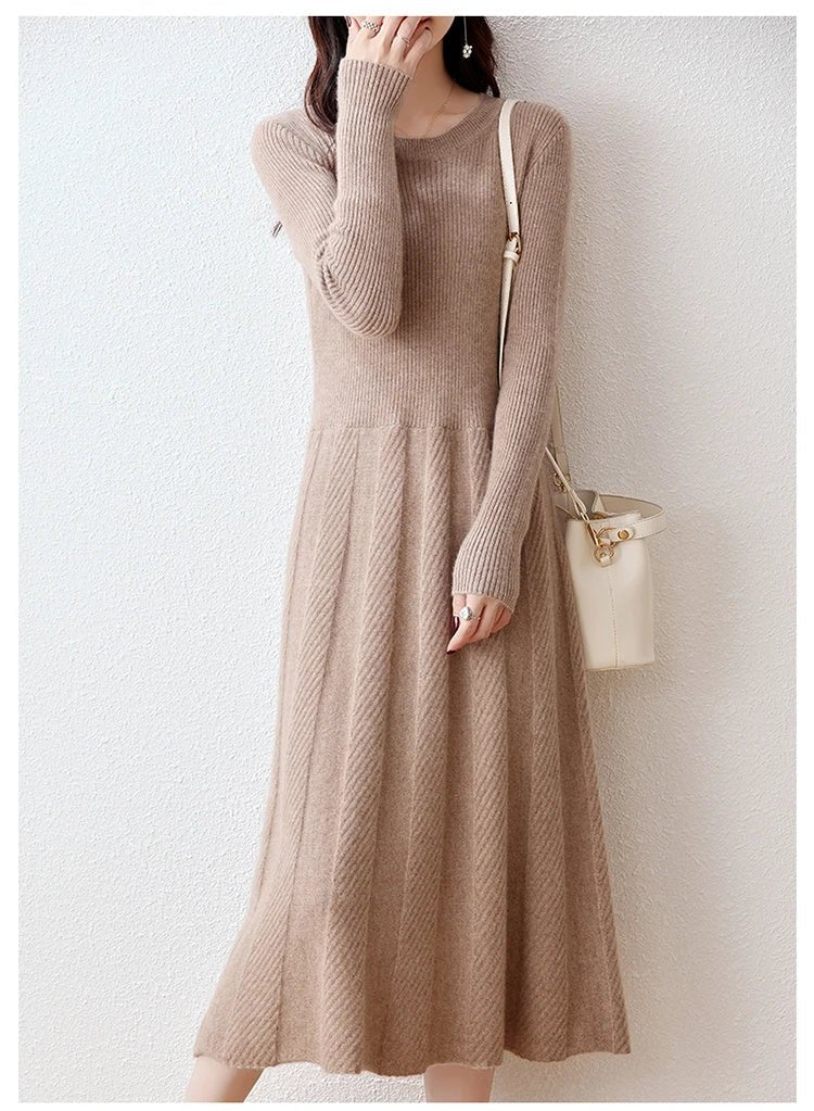 Merino Wool Knitted Sweater Dress