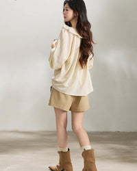 Relaxed Pleat-Front Wide-Leg Shorts