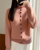 Wool High Neck Knit Cardigan