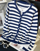 Casual Stripe Knit Wool Sweater