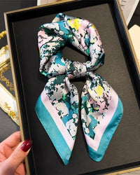 Floral Print Satin Square Scarf