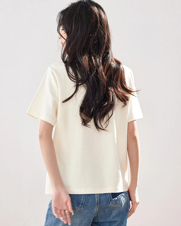 Refined Turn-Down Collar Short Sleeve Tee