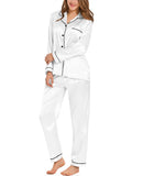 Satin Button-Down Long-Sleeve Pajama Set