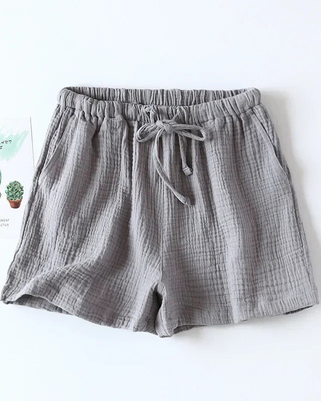 Cotton Solid Drawstring Lounge Shorts