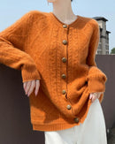 Thick Merino Wool Crewneck Cardigan