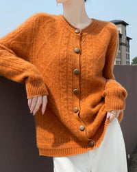 Thick Merino Wool Crewneck Cardigan