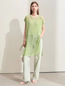 Hollow Out Round Neck Tops