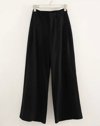 High-Waisted Wide-Leg Cotton Trousers