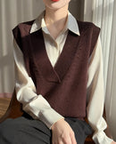 Deep V Neck Wool Vest