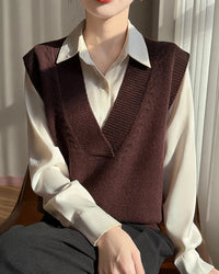 Deep V Neck Wool Vest