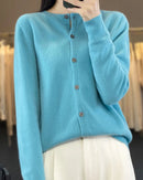 Merino Wool Round Neck Knit Cardigan