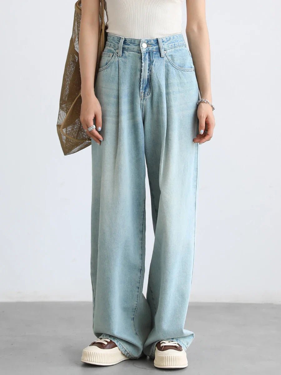 High Waisted Wide Leg Denim Pants