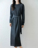 Merino Wool Belted Knit Dress
