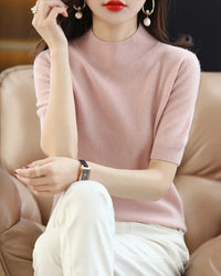 Merino Wool Mock Neck Knit Top