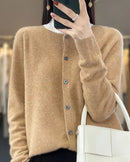Pure Wool O-Neck Cardigan