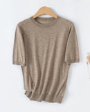 Crew Neck Short-Sleeved Pullover Sweater