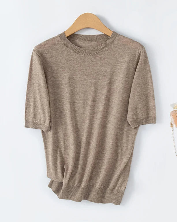 Crew Neck Short-Sleeved Pullover Sweater