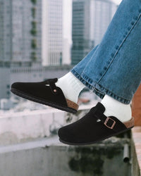 Suede Platform Cork Insole Slippers