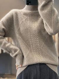 Half High Neck Cashmere Wool Knit Pullover