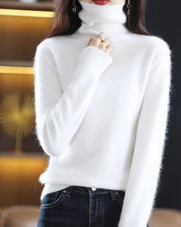 Plush Mink Cashmere Turtleneck Sweater