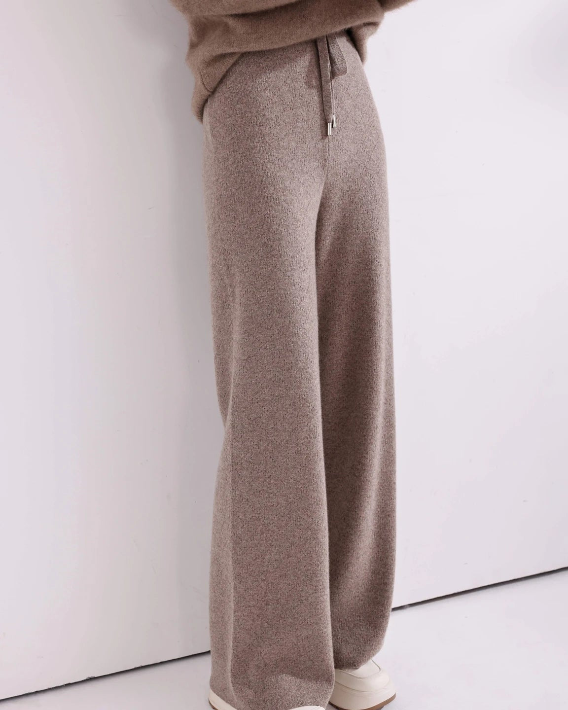 Drawstring Wide Leg Knitted Trousers