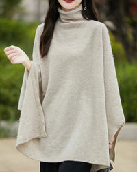 Wool Shawl-Style Mid-Length Sleeveless Pullover