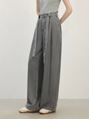 Draped Relaxed Wide-Leg Denim Pants