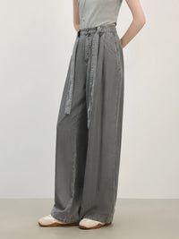 Draped Relaxed Wide-Leg Denim Pants