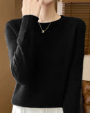 Merino Wool O-Neck Pullover Sweater