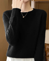Merino Wool O-Neck Pullover Sweater