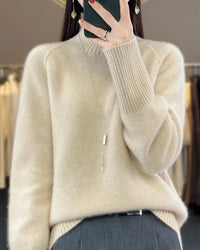 Raglan Merino Wool Mock Neck Sweater