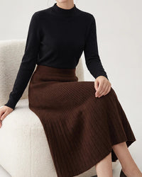 Merino Wool Pleated Midi Skirt