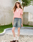 Contrast Color Embroidered Polo Shirt