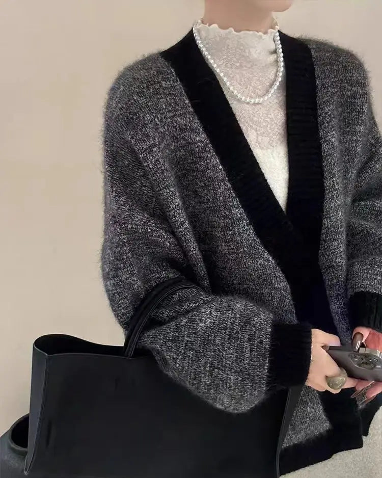 Relaxed V Neck Knit Cardigan