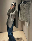 Oversized Irregular Zipper High Neck Cashmere Sweater