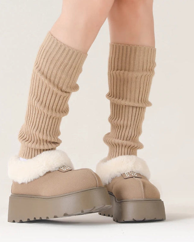 Ribbed Wool-Blend Calf Warmers