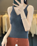 Slim Fit Merino Wool Sleeveless Knit Top