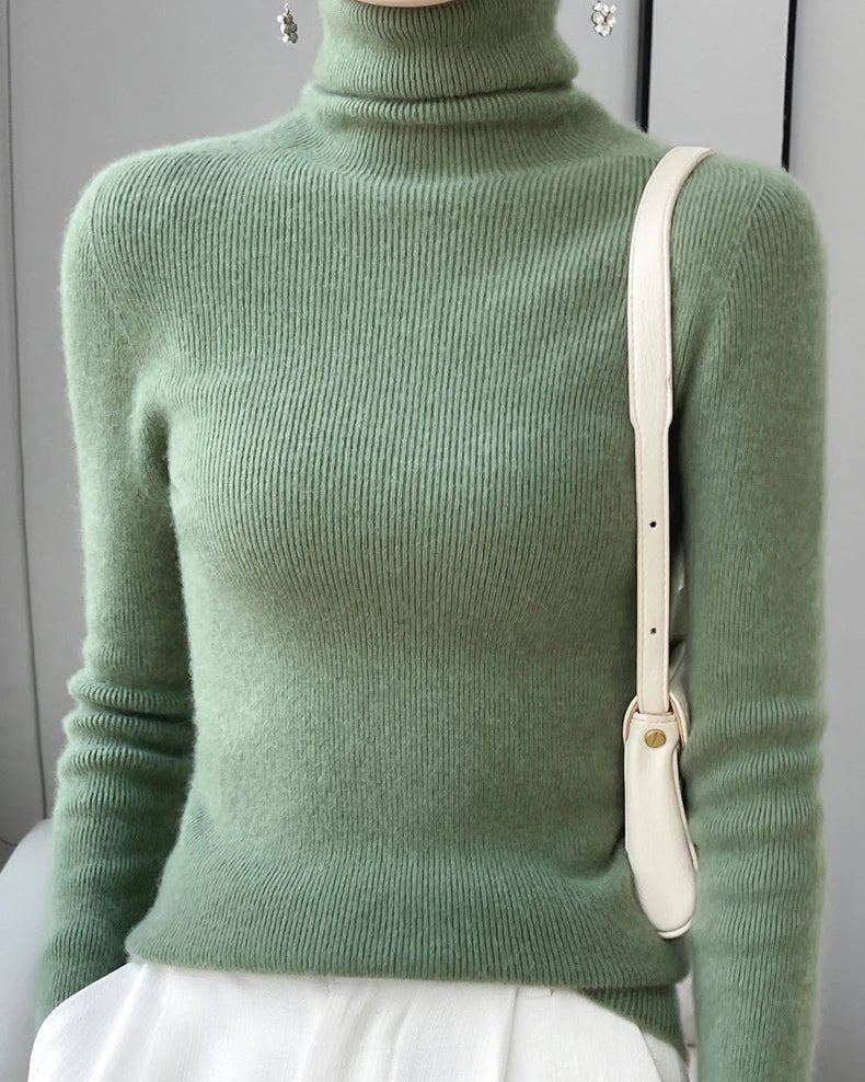 Wool Long-Sleeved Turtleneck Slim Fit Sweater