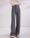Cable-Knit Wool Wide-Leg Pants