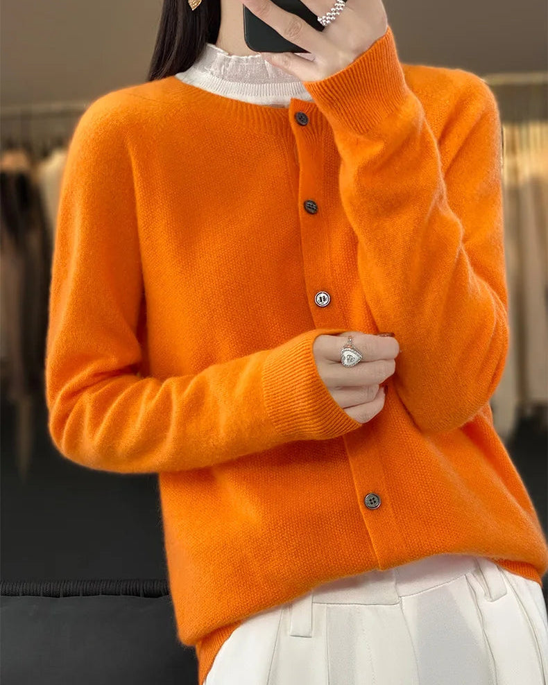 Pure Wool O-Neck Cardigan