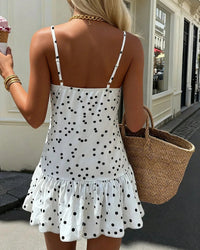 Polka Dot Ruffle Hem Cami Mini Dress