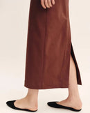Cotton And Linen Square Neck Wide Shoulder Strap Dress
