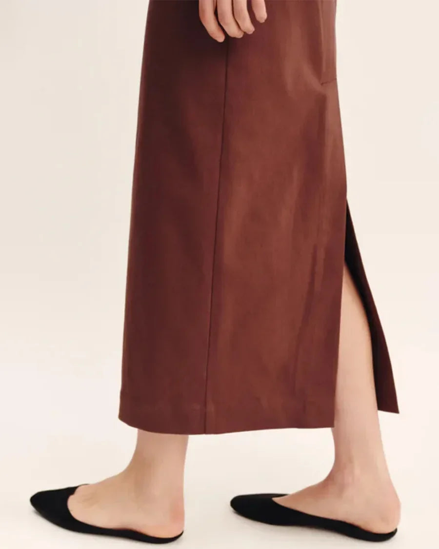 Cotton And Linen Square Neck Wide Shoulder Strap Dress