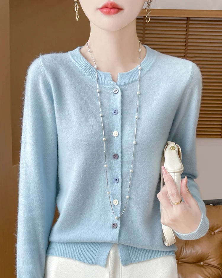 Merino Wool Button-Front Cardigan