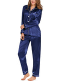 Satin Button-Down Long-Sleeve Pajama Set