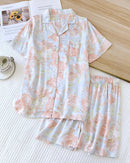 Floral Viscose Pajama Short Set