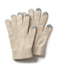 Women's  Cashmere touchscreen gloves featuring a sculpted wrist cuff, 21cm wrist-length silhouette, and 100% cashmere fabric, perfect for delivering poised warmth in cold office environments.