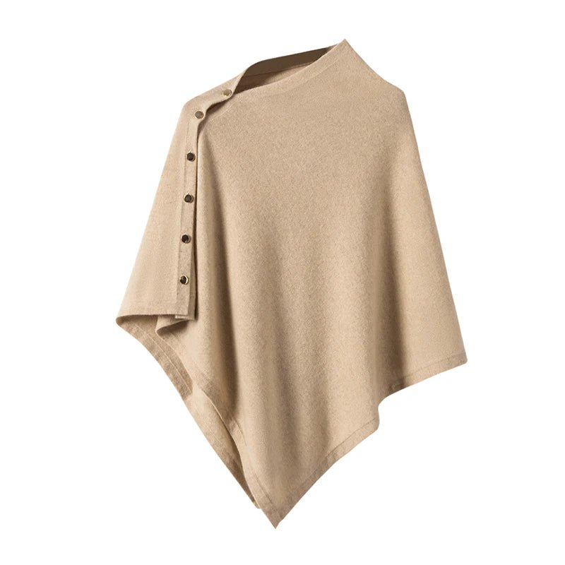 Solid 100% Cashmere Poncho Scarf